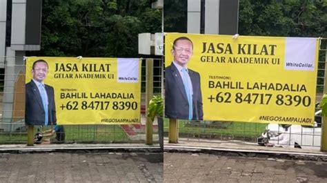 Viral Spanduk Jasa Kilat Gelar Akademik UI Tawarkan Testimoni Bahlil