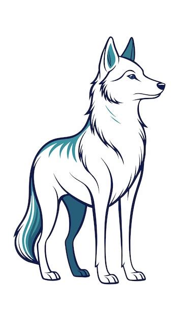 Desenho De Um Lobo Em Fundo Branco Vetor Premium