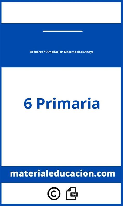 Refuerzo Y Ampliacion Matematicas 6 Primaria Anaya Pdf