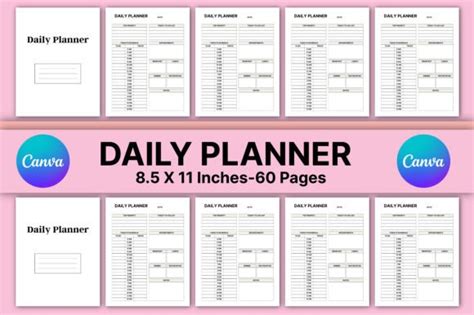 Editable Daily Planner Canva Template Graphic By Rahimaartwork077