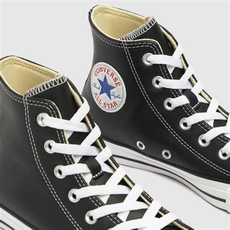 Womens Black And White Converse All Star Hi Leather Trainers Schuh