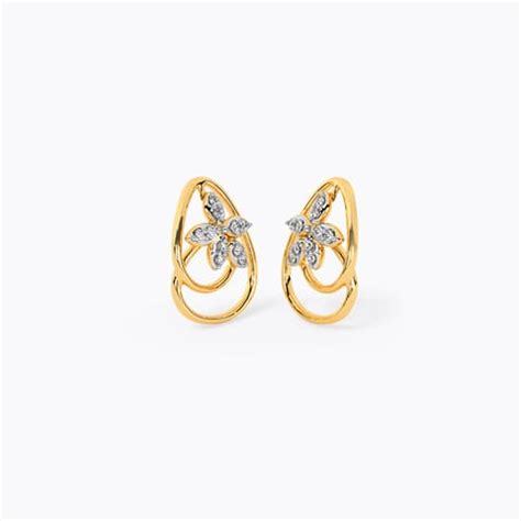 Buy Flowery Helix Diamond Stud Earrings Online | CaratLane