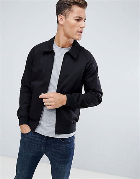 Asos Design Harrington Jacket In Black Factory Sale