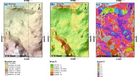 Topographical Features Of The Study Area A Elevation B Slope And C