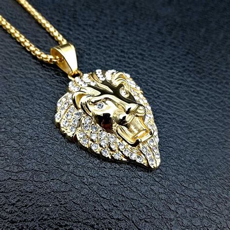 Aliexpress Buy Hip Hop Charm Iced Out Bling Golden Lion Head