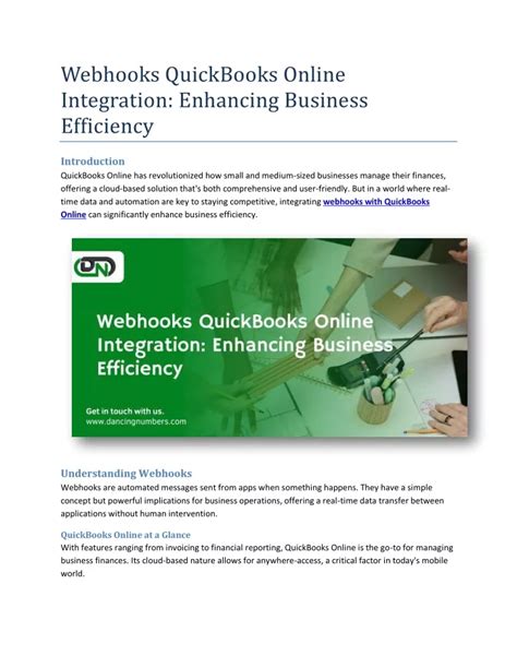 PPT Webhooks QuickBooks Online Integration Enhancing Business