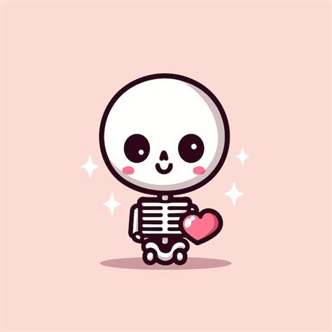 Premium Photo | Cute kawaii skeleton holding a red heart Halloween cute ...