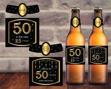 50th Birthday Beer Labels 50th Party Beer Bottle Labels Personalized Beer Labels 50th