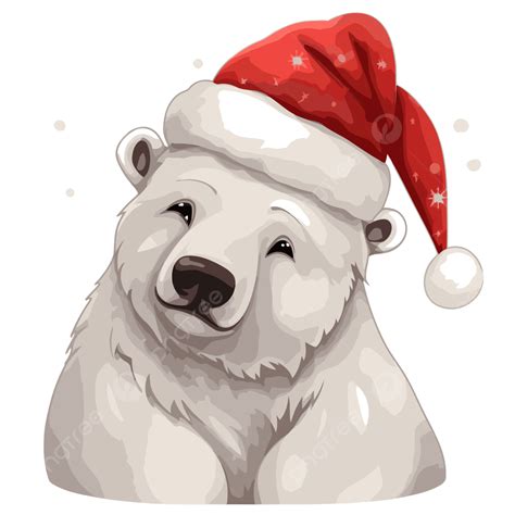 Polar Bear Christmas Clipart Polar Bear Wearing A Santa Hat Cartoon