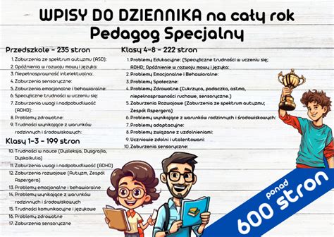 Wpisy Do Dziennika Na Ca Y Rok Pedagog Specjalny Z Oty Nauczyciel