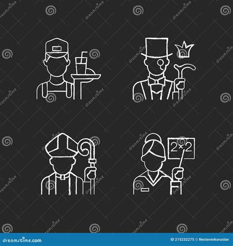 Social Class Type Chalk White Icons Set On Black Background Stock Vector Illustration Of Group