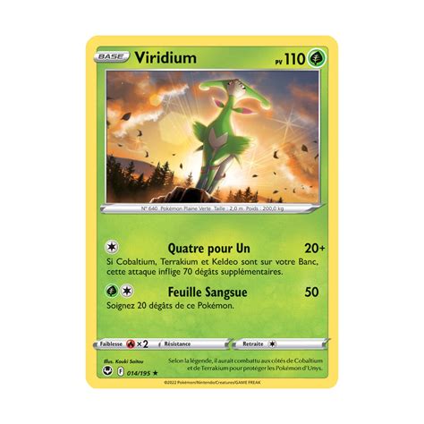 Viridium 014 195 Rare Reverse Carte Pokémon Tempête Argentée