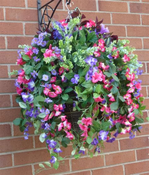 Hanging Baskets With Artificial Pink Petunias G 25 Artificial Hanging