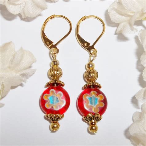 Wvluckygirl Jewelry Earrings Orange And Gold Flower Nwt Handmade