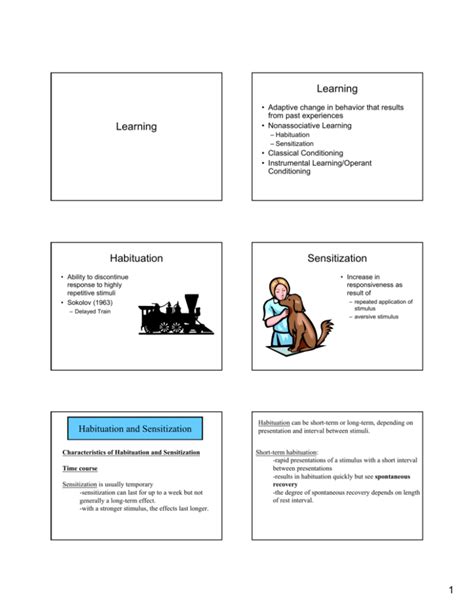 Learning Learning Habituation Sensitization