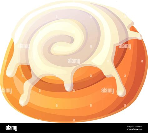 Cinnamon Bun With White Icing Stock Vector Illustration In Cartoon