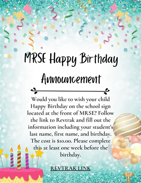 Happy Birthday Announcement Martha Smith Elementary School