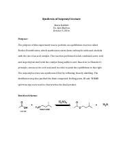 Synthesis of Isopentyl Acetate - Synthesis of Isopentyl Acetate Maria Kaldahl TA: Alex Hurben ...