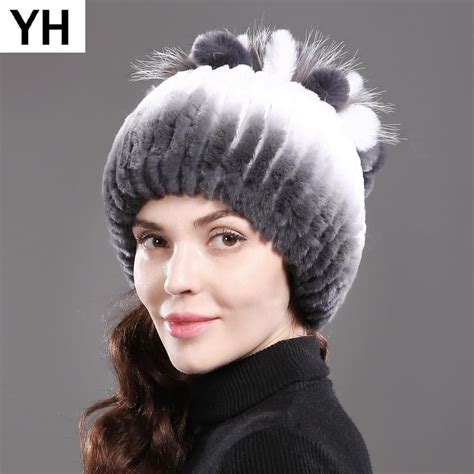 Women S Genuine Rex Rabbit Fur Hats Winter Rex Rabbit Fur Beanies