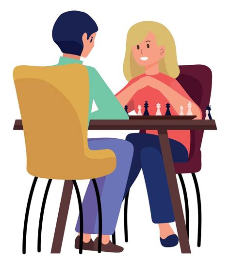 Man And Woman Playing Chess Vector Art At Vecteezy