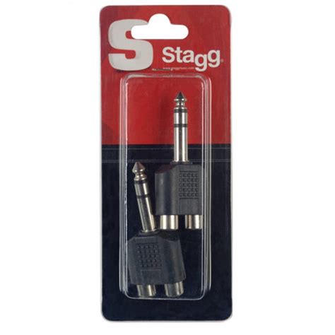 Stagg Double Female RCA To Male Stereo Phone Plug Jack Adaptor AC 2CFPMSH