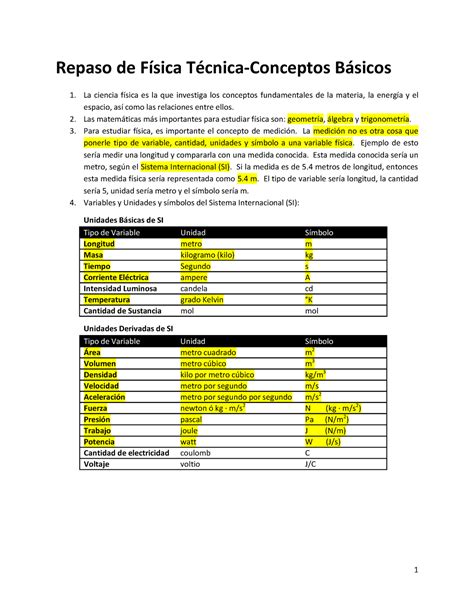 Repaso Fc Adsica Tc A Cnica Conceptos Bc A Sicos Repaso De F Sica