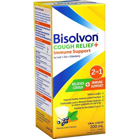 Bisolvon Cough Relief Immune Support 200ml Woolworths