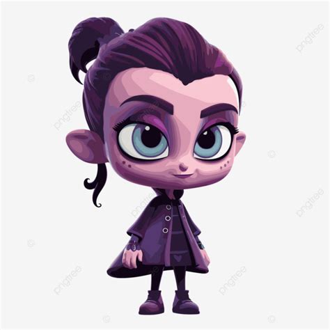 Vampirina Clipart Cartoon Girl With Purple Hair And Purple Eyes Vector