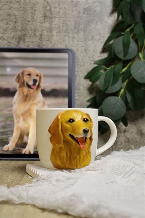 Custom Dog Mug Handmade Dog Cup Personalized Polymer Clay Dog Face On