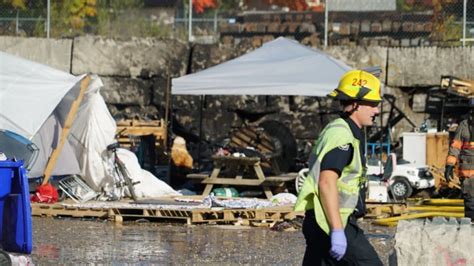 Cause Of Fire At Homeless Encampment In Downtown Kitchener Undetermined Officials Say Cbc News