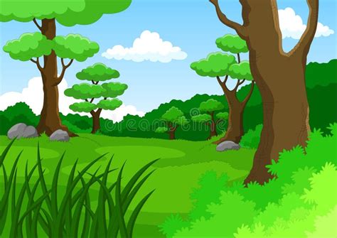 Cartoon jungle background stock illustration. Illustration of grass - 96716366