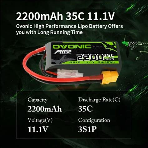 Ovonic 11 1V 2200mAh 25c RC Plane Battery 295 Gm Battery Capacity