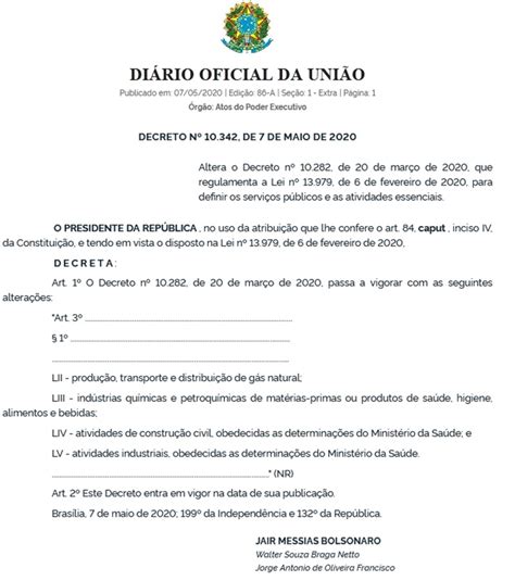 Veja Ntegra Do Decreto Que Inclui Constru O Civil Como Atividade