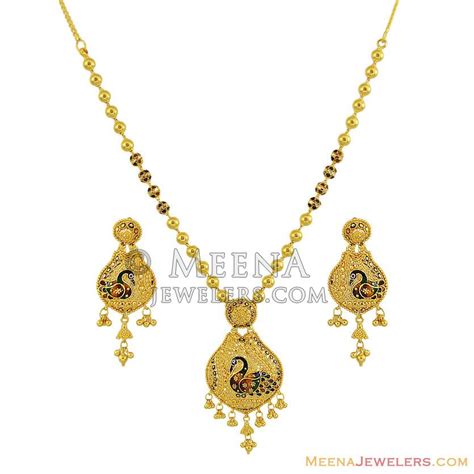 22k Traditional Peacock Set Stgo11852 22k Gold Exclusive Indian Traditional Necklace And