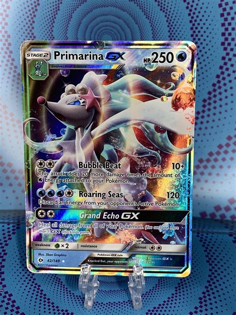 Primarina GX 42 149 Holo Ultra Rare Sun Moon Base Set Pokemon TCG NM