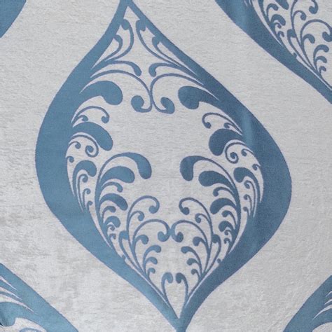 Blue Velvet Jacquard Damask Fabric 118 Wide Sold By Etsy