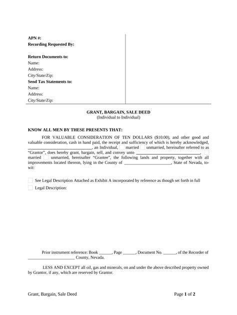 Grant Bargain Sale Deed Form Fill Out And Sign Printable Pdf Template