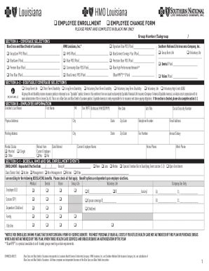 Fillable Online BCBS Employee Enrollment Change Form Fax Email