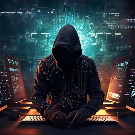 Hooded hacker orchestrates a daring cyber attack cyber security with ...