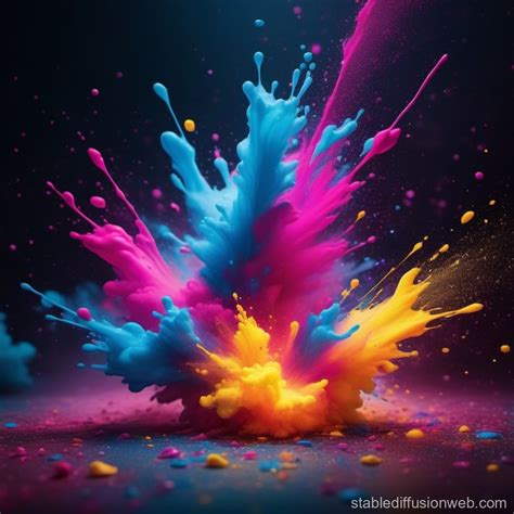 Dynamic Colorful Paint Splatter Art Cover Stable Diffusion Online