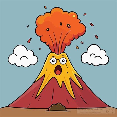 Geography Clipart-funny cartoon volcano erupting