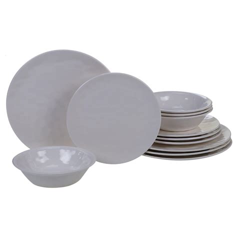 Certified International Melamine 12 Pc Dinnerware Set Service For 4 Cream Home