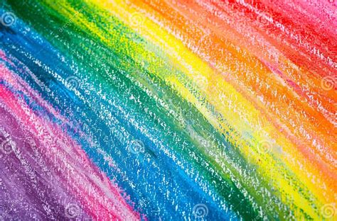 A Drawing Of A Rainbow With Pastel Crayons Stock Image Image Of Process Crayons 315119883