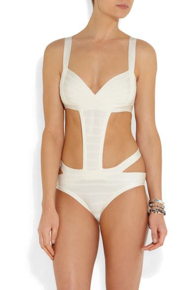 Herv L Ger Cutout Bandage Swimsuit Net A Porter