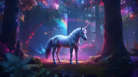 Premium Photo The Majestic Unicorn In The Fantasy Forest