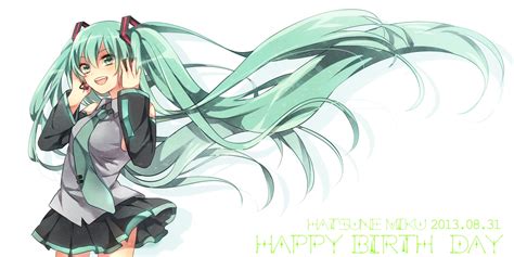 Vocaloid Blush Green Eyes Green Hair Hatsune Miku Long Hair