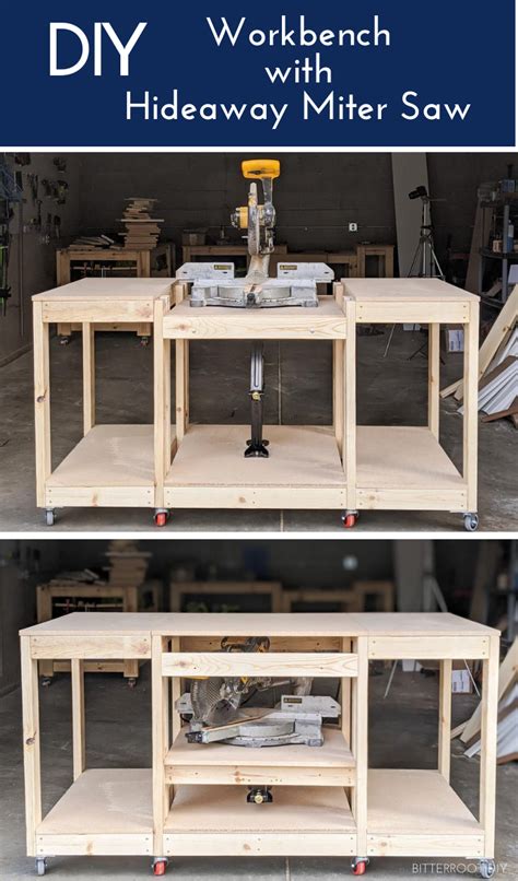 Diy workbench with hideaway miter saw – Artofit