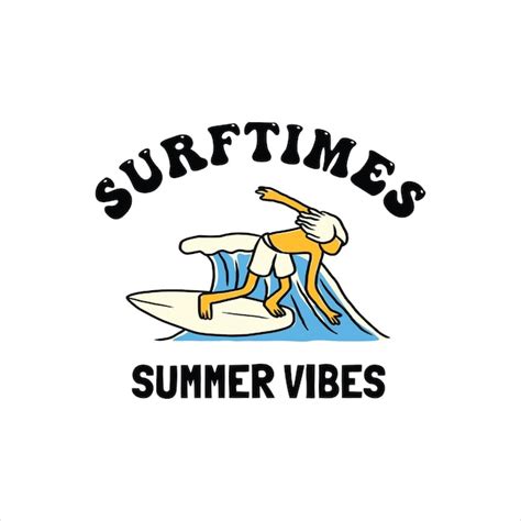 Premium Vector Hand Drawn Surfing Summer Vibes Logo Badge