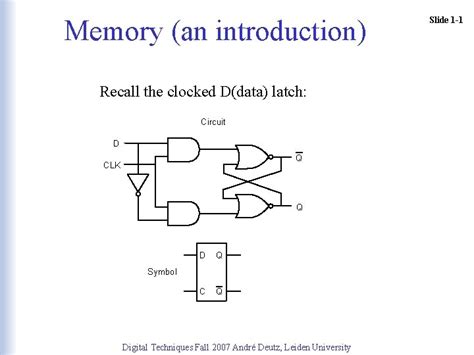 Memory An Introduction Recall The Clocked Ddata Latch