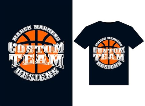 March madness designs personalizados da equipe ilustrações para o